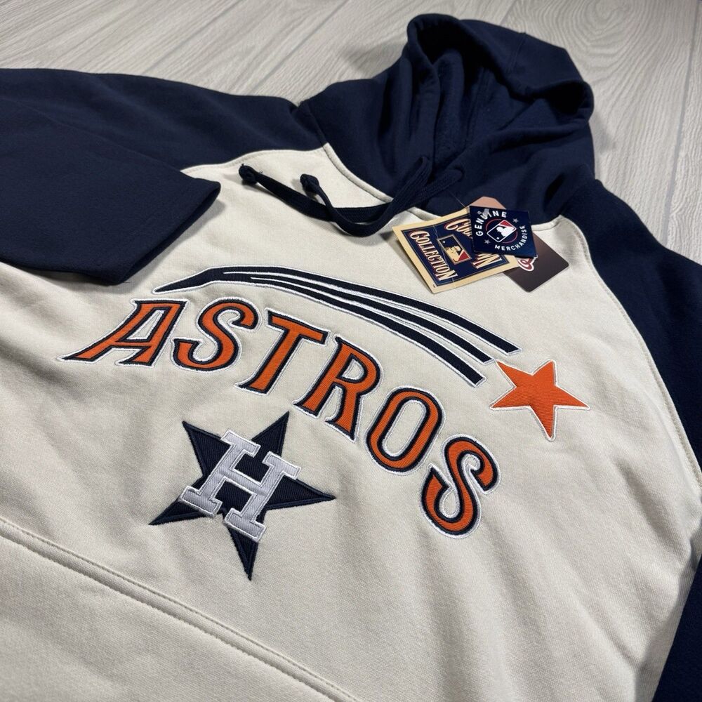 Houston Astros Logo Hoodie Men’s XL Raglan Stitches Cooperstown Collect NEW